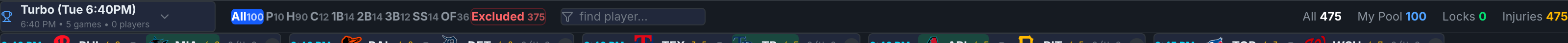 The position filter chips with per-position counts