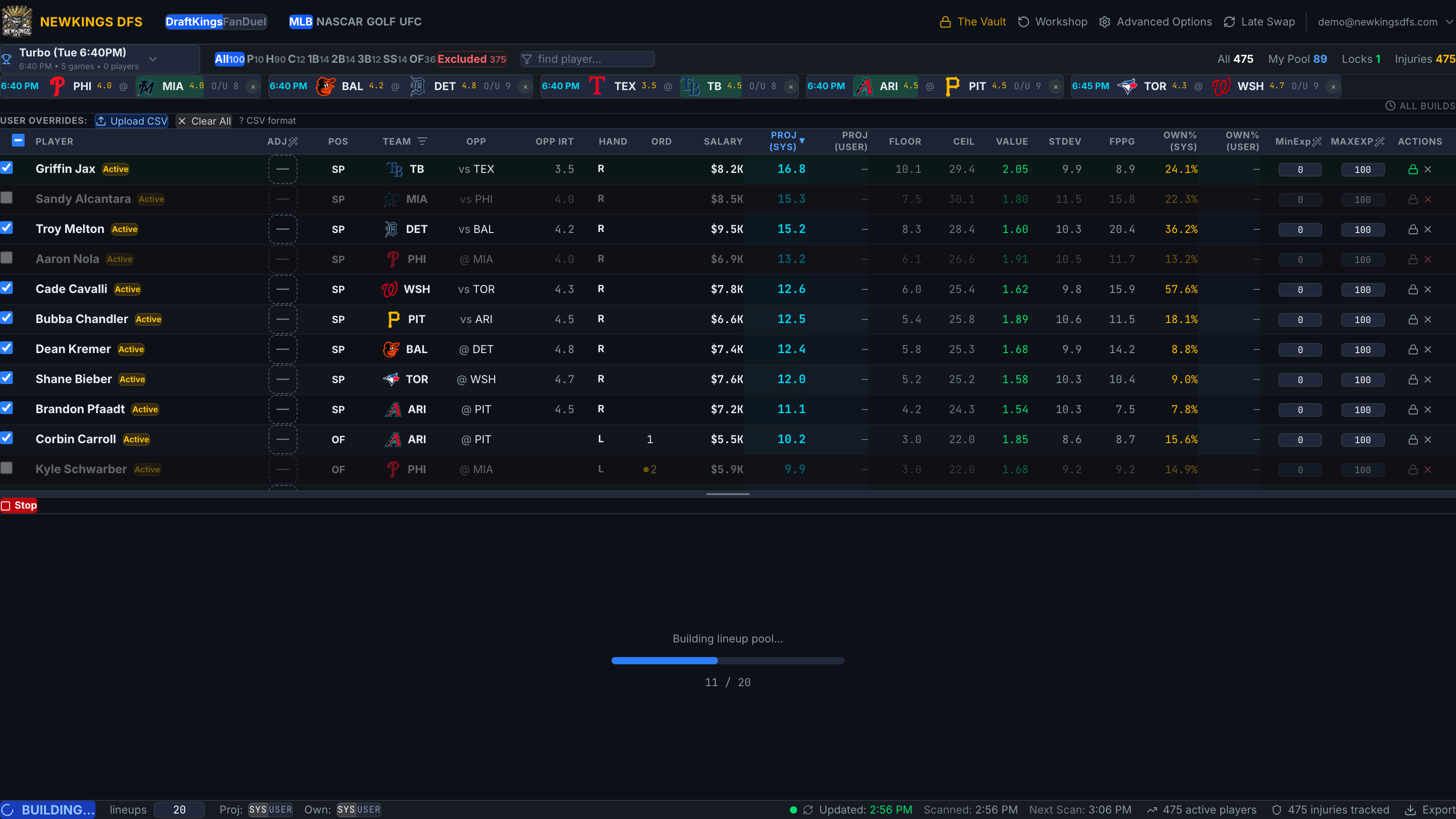 A build in progress with the streaming progress indicator